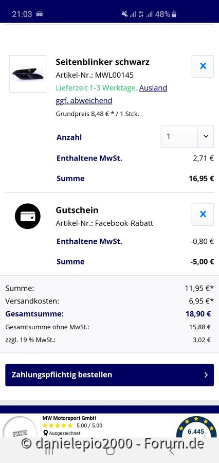 Seitenblinker Schwarz