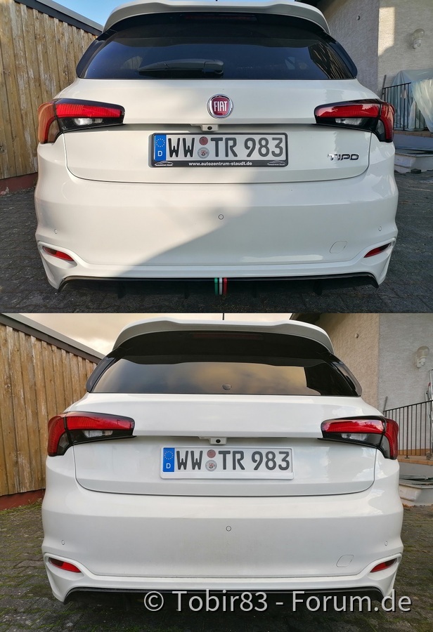 Heckansicht vorher/nachher