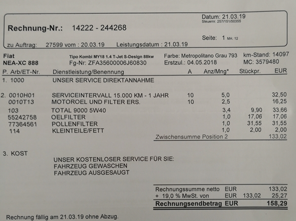 1. Inspektion Rechnung & Checkliste