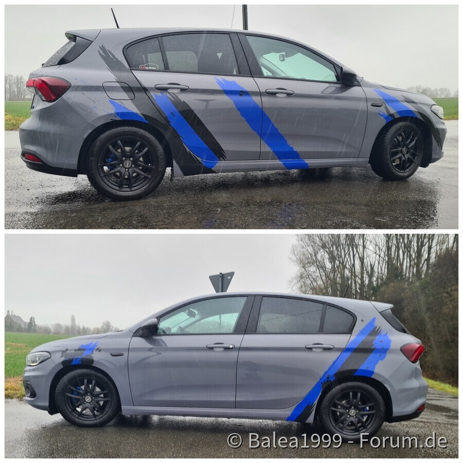 Jetzt ist er beidseitig gestreift