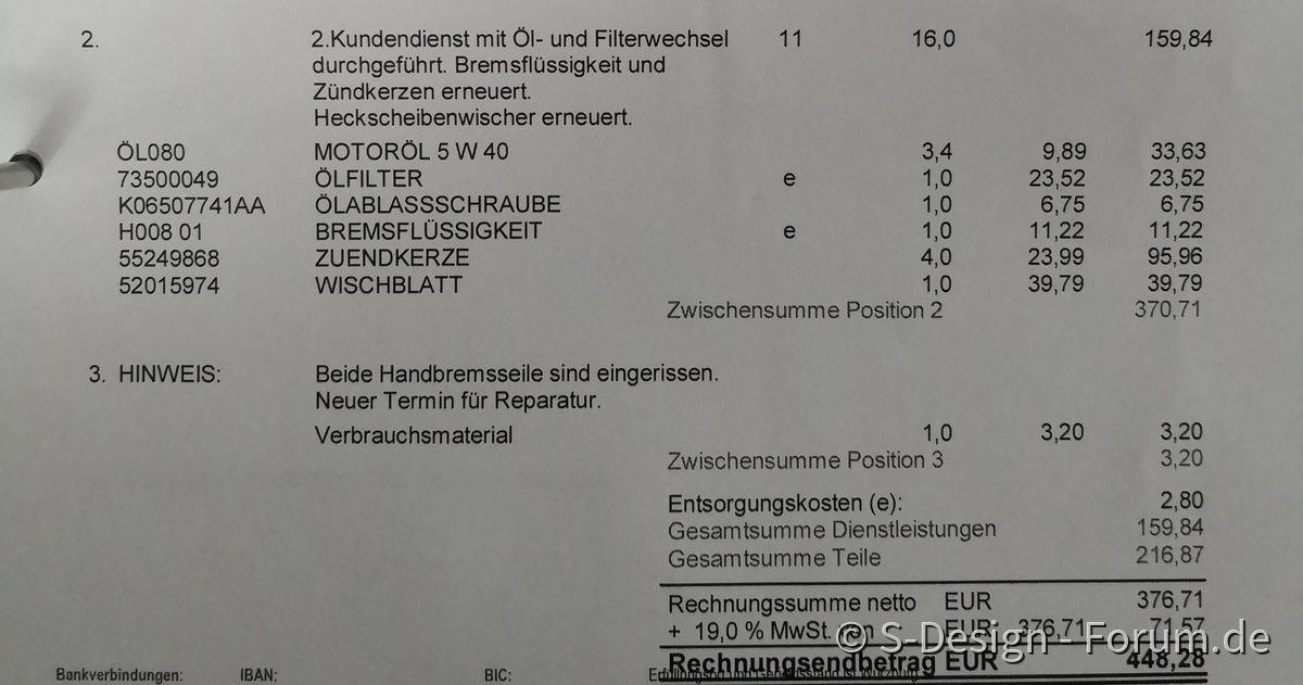 Rechnung 2. Inspektion