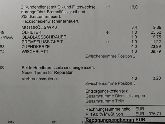 Rechnung 2. Inspektion